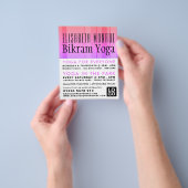 Classic Pink Striped Bikram Yoga Class Advertising Flyer (Hand)