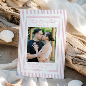 Classic Pink Stripes Photo Wedding Save The Date