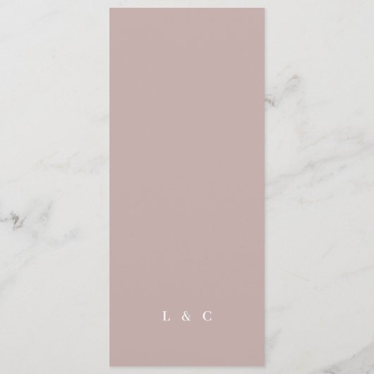 Classic Pink Taupe Calligraphy Wedding Menu (Achterkant)