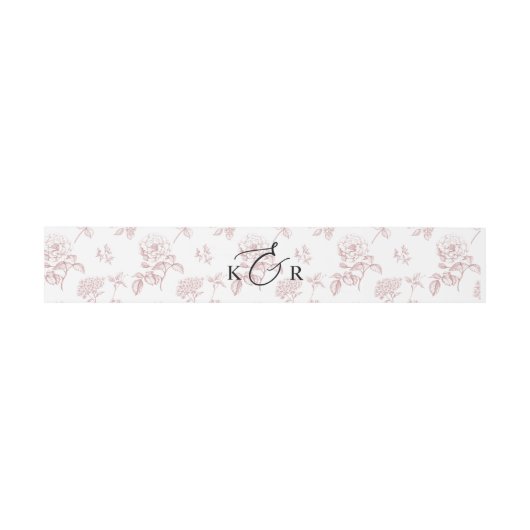 Classic Pink Victorian Floral Monogram Wedding Uitnodigingen Wikkel (Vlak)