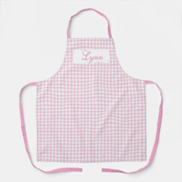 Classic Pink & White Gingham | Personalized Name Schort