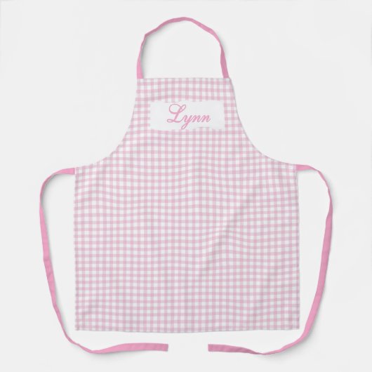Classic Pink & White Gingham | Personalized Name Schort (Voorkant)
