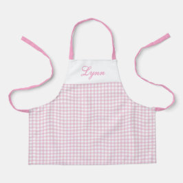 Classic Pink & White Gingham | Personalized Name Schort