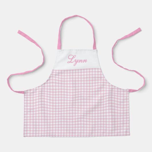 Classic Pink & White Gingham | Personalized Name Schort (Voorkant)