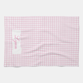 Classic Pink & White Gingham | Personalized Name Theedoek