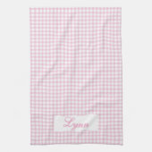 Classic Pink & White Gingham | Personalized Name Theedoek (Verticaal)