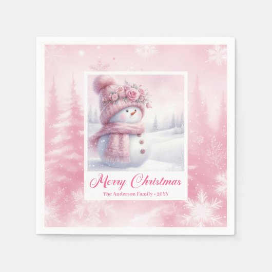 Classic Pinkmas Cozy Winter Forest Kids Gift Xmas Servet (Voorkant)