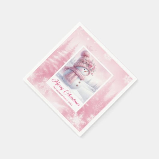 Classic Pinkmas Cozy Winter Forest Kids Gift Xmas Servet (Hoek)