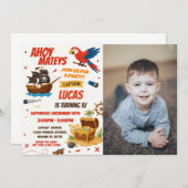 Classic Pirate Birthday Uitnodiging met foto (Voorkant / Achterkant)