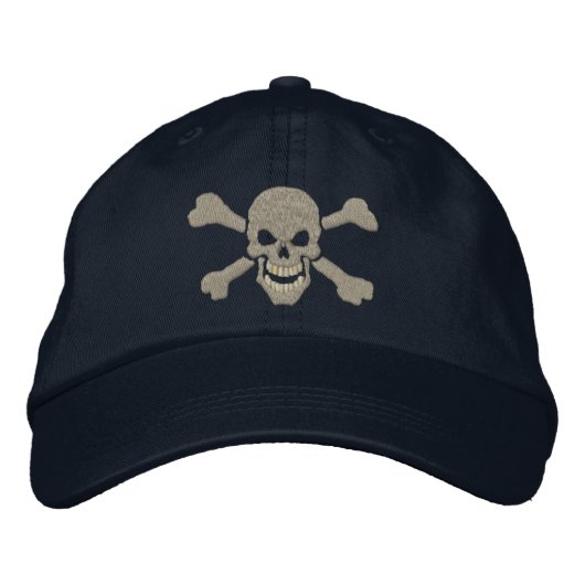 Classic Pirate Crossbones Skull Embroidery Geborduurde Pet (Voorkant)