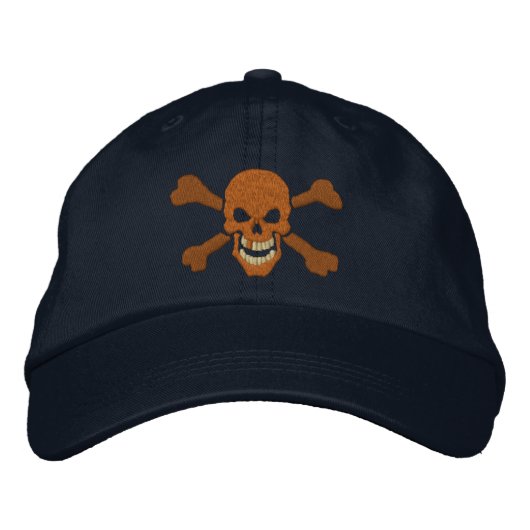 Classic Pirate Crossbones Skull Embroidery Geborduurde Pet (Voorkant)