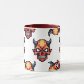 Classic Pixelated Devil Skull Pattern Mug Mok (Midden)