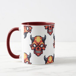 Classic Pixelated Devil Skull Pattern Mug Mok
