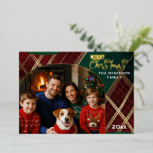 Classic Plaid Arch Foto Kerst Folie Kaart (Staand Voorkant)