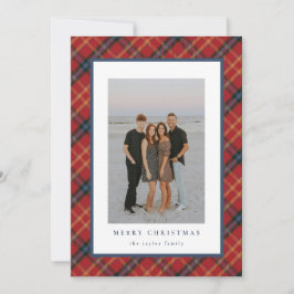 Classic Plaid Christmas Kaart Red en Navy Design