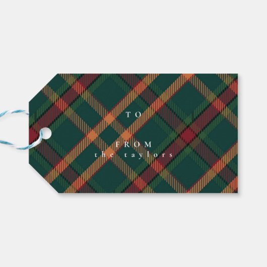 Classic Plaid Christmas naar/van cadeau Label Cadeaulabel (Achterkant Horizontaal)