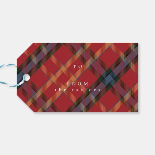 Classic Plaid Christmas naar/van cadeau Label Cadeaulabel (Achterkant Horizontaal)