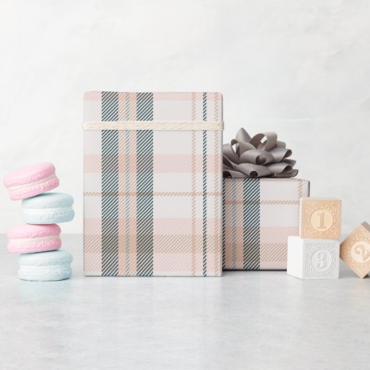 Classic Plaid collectie blush neutraal Cadeaupapier (Baby Shower)