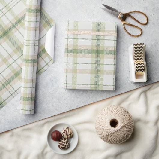 Classic Plaid collectie pastel groen neutraal Cadeaupapier (Crafts)