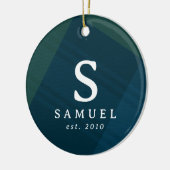 Classic plaid elegant initiaal foto Kerst Keramisch Ornament (Links)