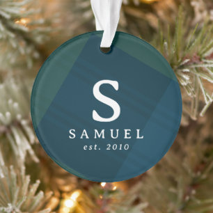 Classic plaid elegant initiaal foto Kerst Ornament