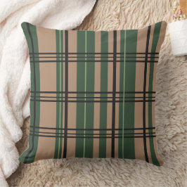 Classic Plaid Greens, Tan, Black Throw Pillow Kussen