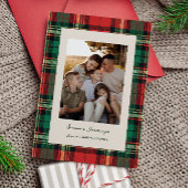 Classic Plaid Holiday Card with Back Photo Grid Feestdagenkaart