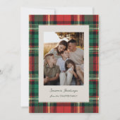 Classic Plaid Holiday Card with Back Photo Grid Feestdagenkaart (Voorkant)