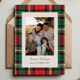Classic Plaid Holiday Photo Card Feestdagenkaart