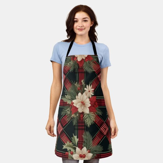 Classic Plaid Keuken Schort (Gedragen)