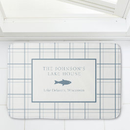 Classic  Plaid Lake House Blauwe Vis Badmat