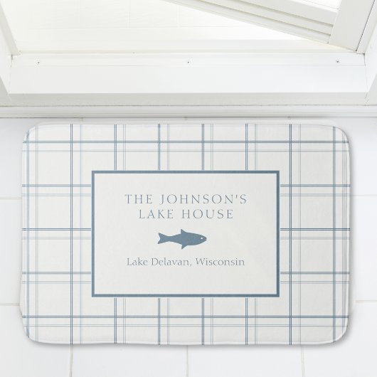 Classic Plaid Lake House Blauwe Vis Badmat