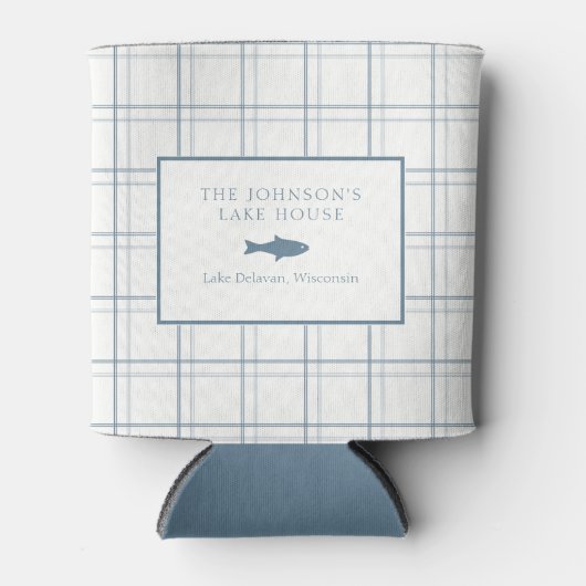 Classic  Plaid Lake House Blauwe Vis Blikjeskoeler (Voorkant)