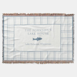 Classic  Plaid Lake House Blauwe Vis Deken