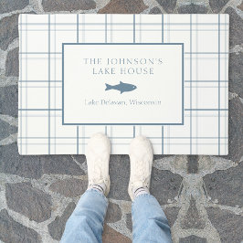 Classic  Plaid Lake House Blauwe Vis Deurmat