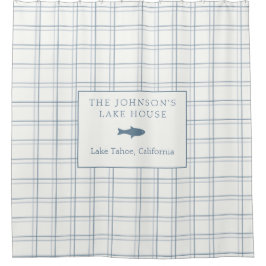 Classic  Plaid Lake House Blauwe Vis Douchegordijn