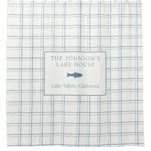 Classic  Plaid Lake House Blauwe Vis Douchegordijn (Voorkant)