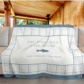 Classic  Plaid Lake House Blauwe Vis Fleece Deken