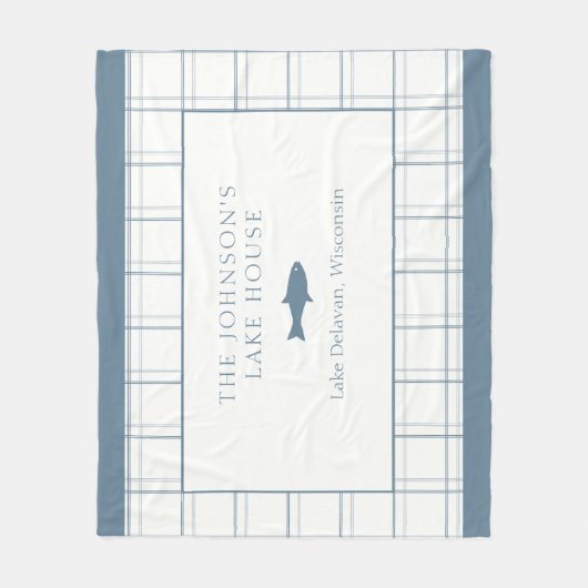 Classic  Plaid Lake House Blauwe Vis Fleece Deken (Voorkant)