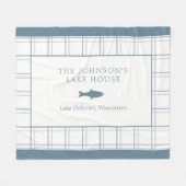 Classic  Plaid Lake House Blauwe Vis Fleece Deken (Voorkant (Horizontaal))
