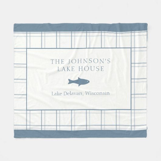 Classic  Plaid Lake House Blauwe Vis Fleece Deken (Voorkant (Horizontaal))