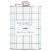Classic Plaid Lake House Blauwe Vis Heupfles (Voorkant)