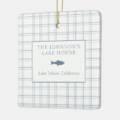 Classic Plaid Lake House Blauwe Vis Keramisch Ornament (Links)