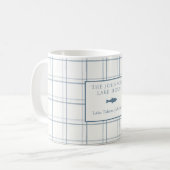Classic Plaid Lake House Blauwe Vis Koffiemok (Voorkant links)