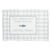 Classic  Plaid Lake House Blauwe Vis Kussensloop (Voorkant)