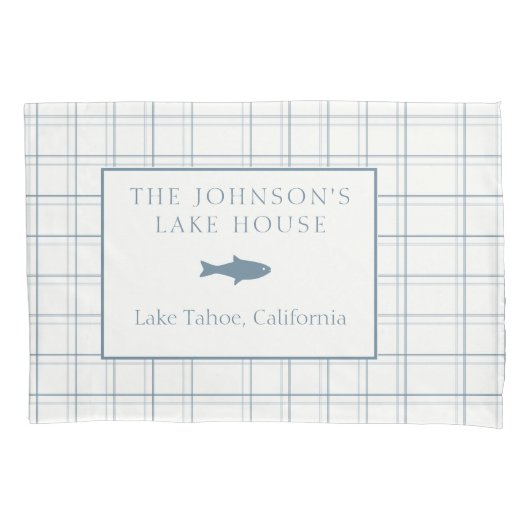 Classic  Plaid Lake House Blauwe Vis Kussensloop (Voorkant)