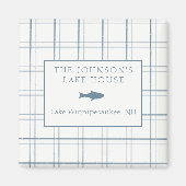 Classic Plaid Lake House Blauwe Vis Magneet (Voorkant)