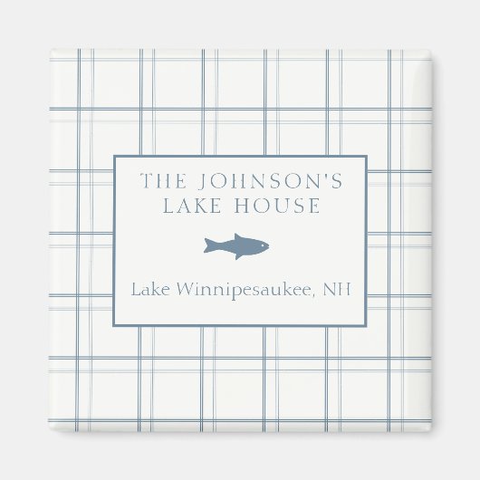 Classic Plaid Lake House Blauwe Vis Magneet (Voorkant)