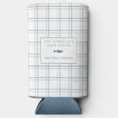 Classic  Plaid Lake House Blauwe Vis Seltzer Blikjeskoeler (Voorkant)