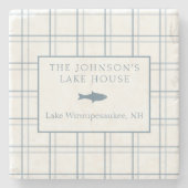 Classic  Plaid Lake House Blauwe Vis Stenen Onderzetter (Voorkant)